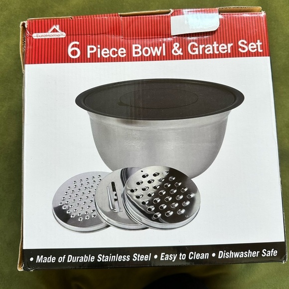 NEW EuroHome Stainless Steel 6-Piece Bowl and Grater Set - Picture 1 of 9